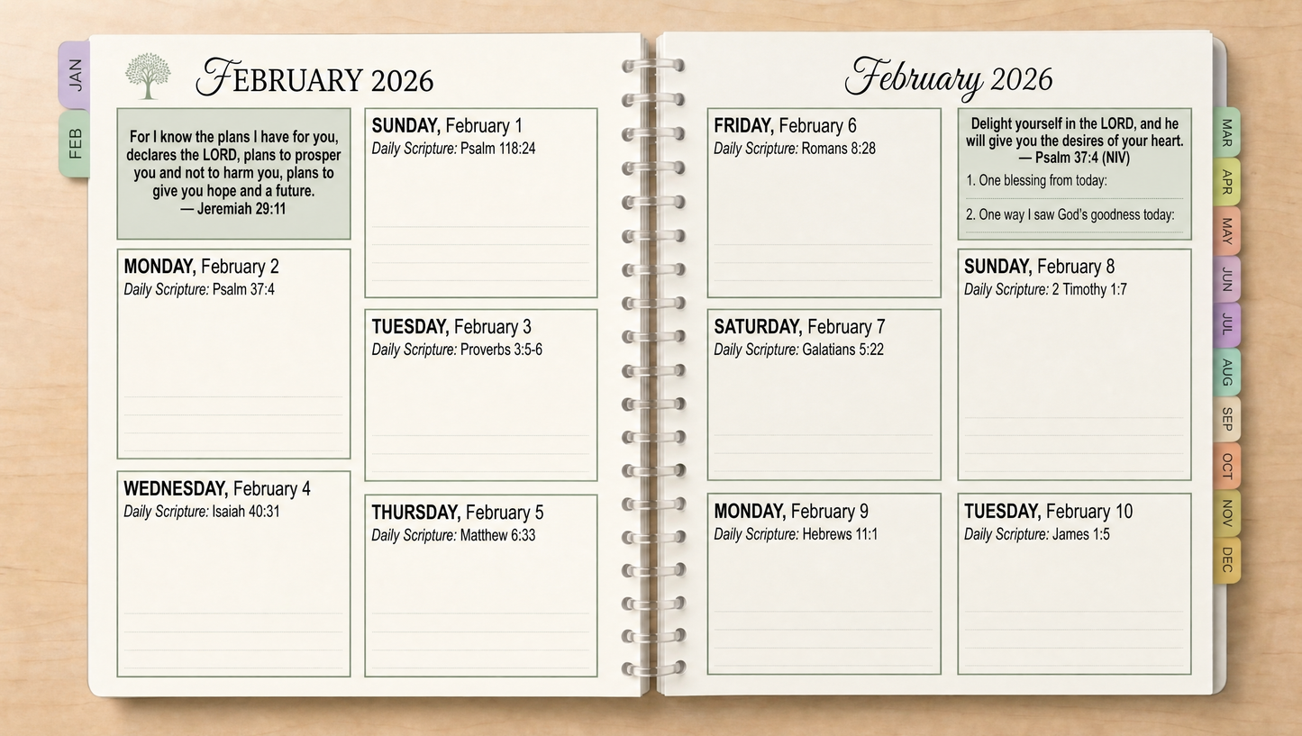 BloomBiome 2026 Daily Scripture Planner & Calendar