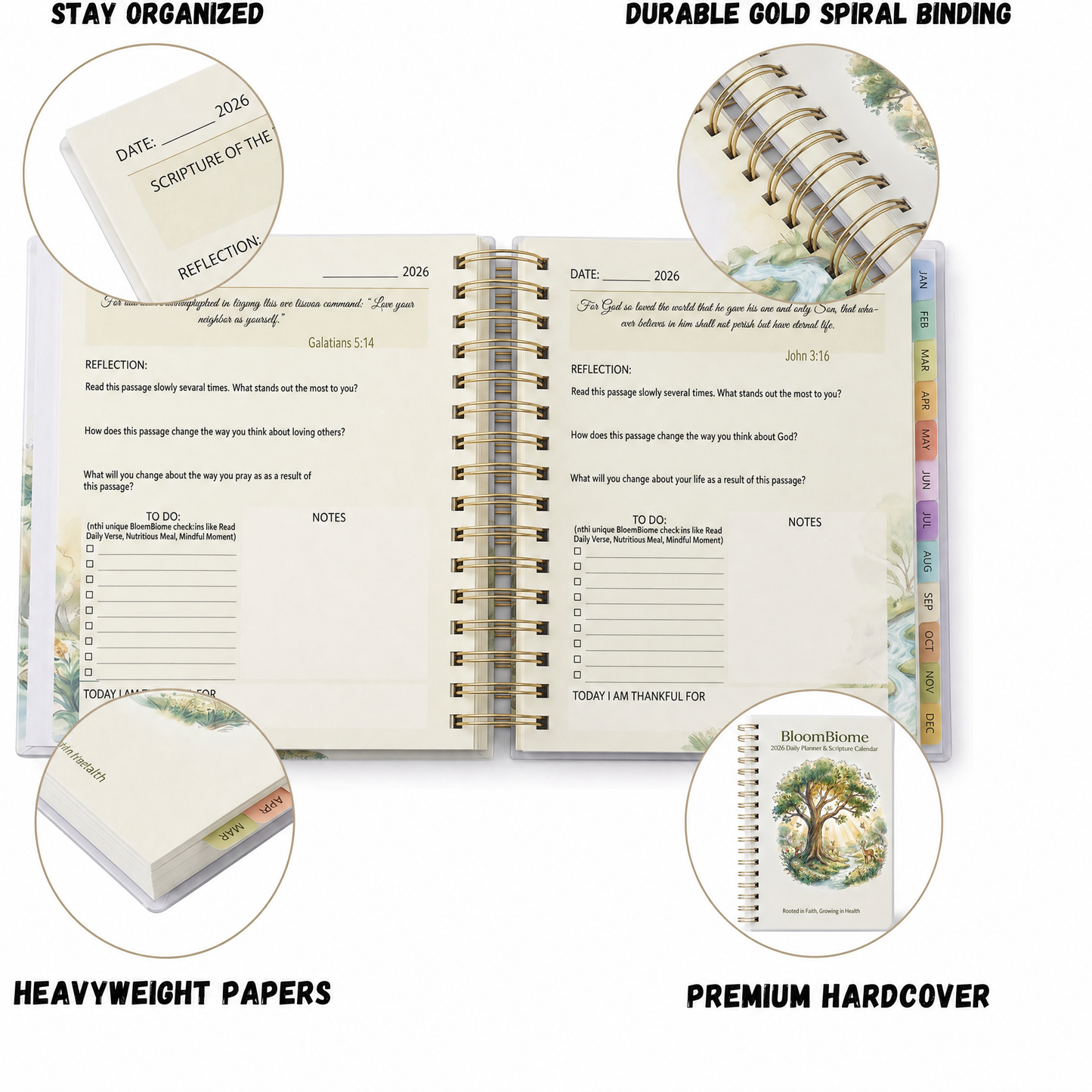BloomBiome 2026 Daily Scripture Planner & Calendar